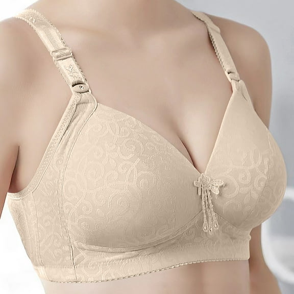 Inleife Bras for Women No Wire Woman's Embroidered Glossy Comfortable Breathable Bra Underwear No Rims
