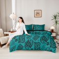 thumbnail image 5 of jejeloiu Bold Paisley 7pcs Queen Bedding For Men Women,Exotic Print Bedding Comforter Set Queen,Teal Black,Black Reversible, 5 of 7