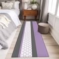 thumbnail image 4 of 2'x6' Rug Runners for Hallways Kitchen, Purple Morocco Non Slip Entryway Beside Floor Carpet Runner, Boho Stitching Pattern Stripes Grey Washable Laundry Room Bedroom Throw Rugs Mat for Family Pet, 4 of 8