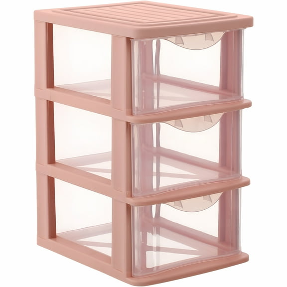 LAMIRO Storage Drawers Plastic 3 Drawer Storage Organizer - Clear Desktop Unit