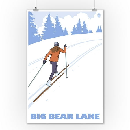 Big Bear Lake, California - Cross Country Skier - Lantern Press Poster (9x12 Art Print, Wall Decor Travel