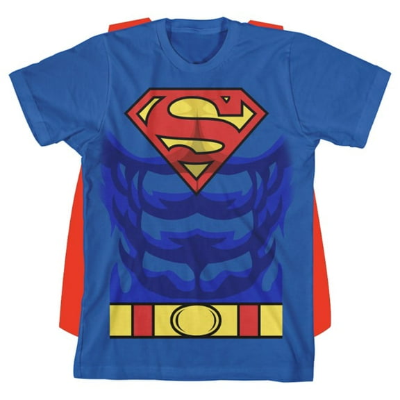 Superman Boys Costume Cape Short Sleeve T-Shirt, Sizes XS-2XL