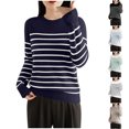 thumbnail image 1 of Sentmoon Chandails à Enfiler pour Femmes Col Rond Manches Longues Rayé Femmes Tricoté Chaud Ample Hauts pour Femmes Décontracté Ravissant Automne et Hiver pour Tenue de Bureau Décontractée Kaki m, 1 of 4