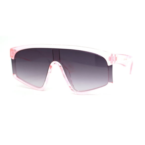 Kids Child Size Fashionable Flat Top Shield Plastic Pop Sunglasses Pink - Smoke
