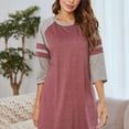 thumbnail image 6 of Women Night Shirts Womens Nightgowns Raglan Striped Short Sleeve Sleepwear Comfy Sleeping Dress S-XXL, 6 of 9