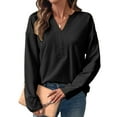thumbnail image 3 of V-Neck Sweatshirt Women Casual Soft Fleece Pullover Tops Fall Sweatshirts Solid Color Long Sleeve Winter Shirt, 3 of 8