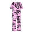 thumbnail image 4 of Liquidation d'Économies d'Été Iumwxz Pyjamas Doux Tendance Ensembles Assortis Ensembles d'Été pour Femmes Feuilles Graphique Col Rond Manches Courtes Taille Élastique Pantalons Raccourcis Tenues pour Femmes Saint-Valentin, 4 of 4