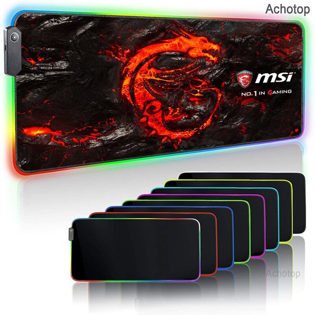 MSI Dragon-alfombrilla de ratón con luz LED para juegos, cubierta de teclado grande RGB, Base de goma antideslizante, alfombrilla de escritorio XL para PC LIUWENJING unisex