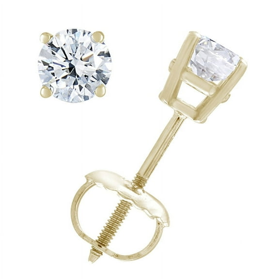 Vir Jewels 1/2 CTTW Diamond Stud Earrings 14K Yellow Gold Round Shape Prong Set with Screw Backs