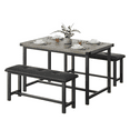 thumbnail image 1 of MIUUKA Farmhouse Dining Table Set for 4, Grey Kitchen Set with 2 Upholstered Benches, 1 of 7