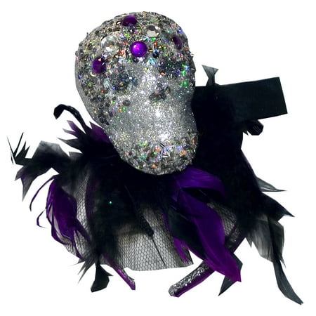 Ganz Silver Glitter Skull Halloween Headband