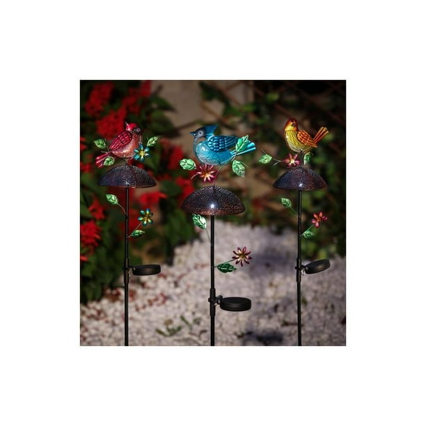 Set of 3 Bird Solar Light Garden Stakes