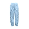 thumbnail image 4 of Levmjia Women's High Waisted Cargo Pants Wide Leg Loose Fit Trousers with Pockets Solid Color Casual Long Pants, 4 of 6