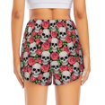 thumbnail image 2 of Lsque Skull and Roses Printed Women's Running Shorts with Liner Pockets,Elastic Quick Dry Workout Athletic Gym Yoga Shorts,Womens High Waist Shorts-, 2 of 9