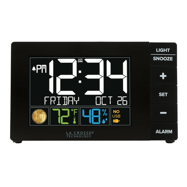 La Crosse Technology Color Alarm Clock with Temperature and USB Port