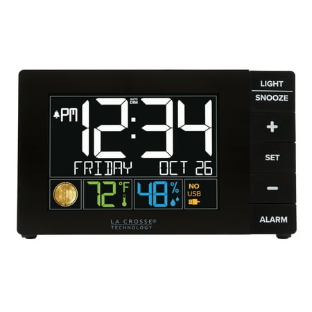 La Crosse Technology Color Alarm Clock with Temperature and USB (Best Atomic Clock Radio)