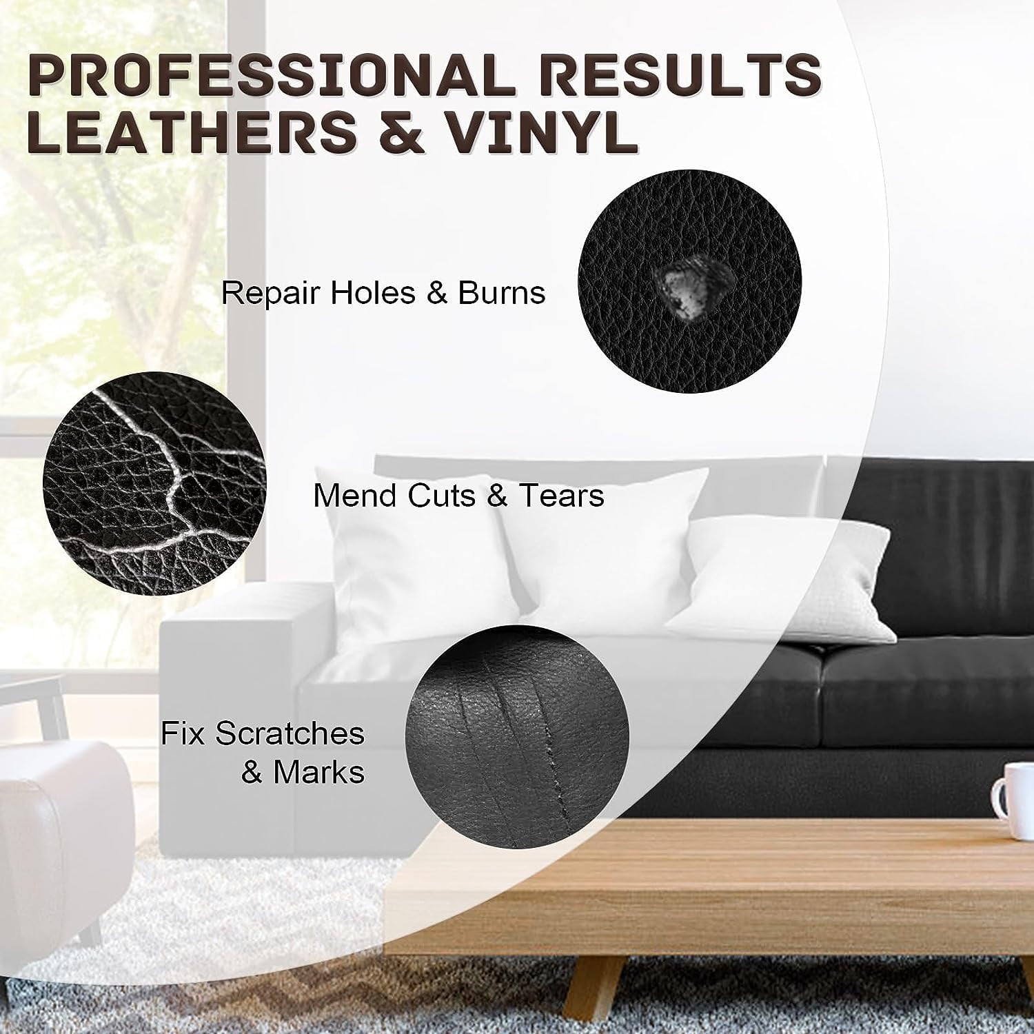 SEISSO Leather Recoloring Balm Black, Mink Oil Leather Conditioner & Leather Filler Cream, Leather and Vinyl Repair Kit for Furniture, Restore Couches, Car Seats, Sofa, Purse, Scratch, Peeling
