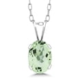 thumbnail image 3 of Gem Stone King 925 Sterling Silver Green Prasiolite Pendant Earrings Set for Women (2.25 Cttw, Oval 7X5MM, Gemstone Birthstone, With 18 inch Chain), 3 of 5