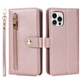 thumbnail image 5 of ELEHOLD Luxury Wallet Case for iPhone 12 Pro Max (6.7") Card Slots Zipper Purse Stand Function with Crossbody Strap Wrist Strap PU Leather Shockproof Case for iPhone 12 Pro Max,Rosegold, 5 of 7