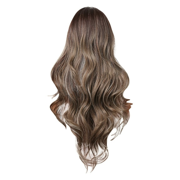 Wig with Bangs, Wigs for Women, Black Body Wig For Women With Medium Length Curly Hair, Brown 1B Wig European And Rose Mesh Matte Silk