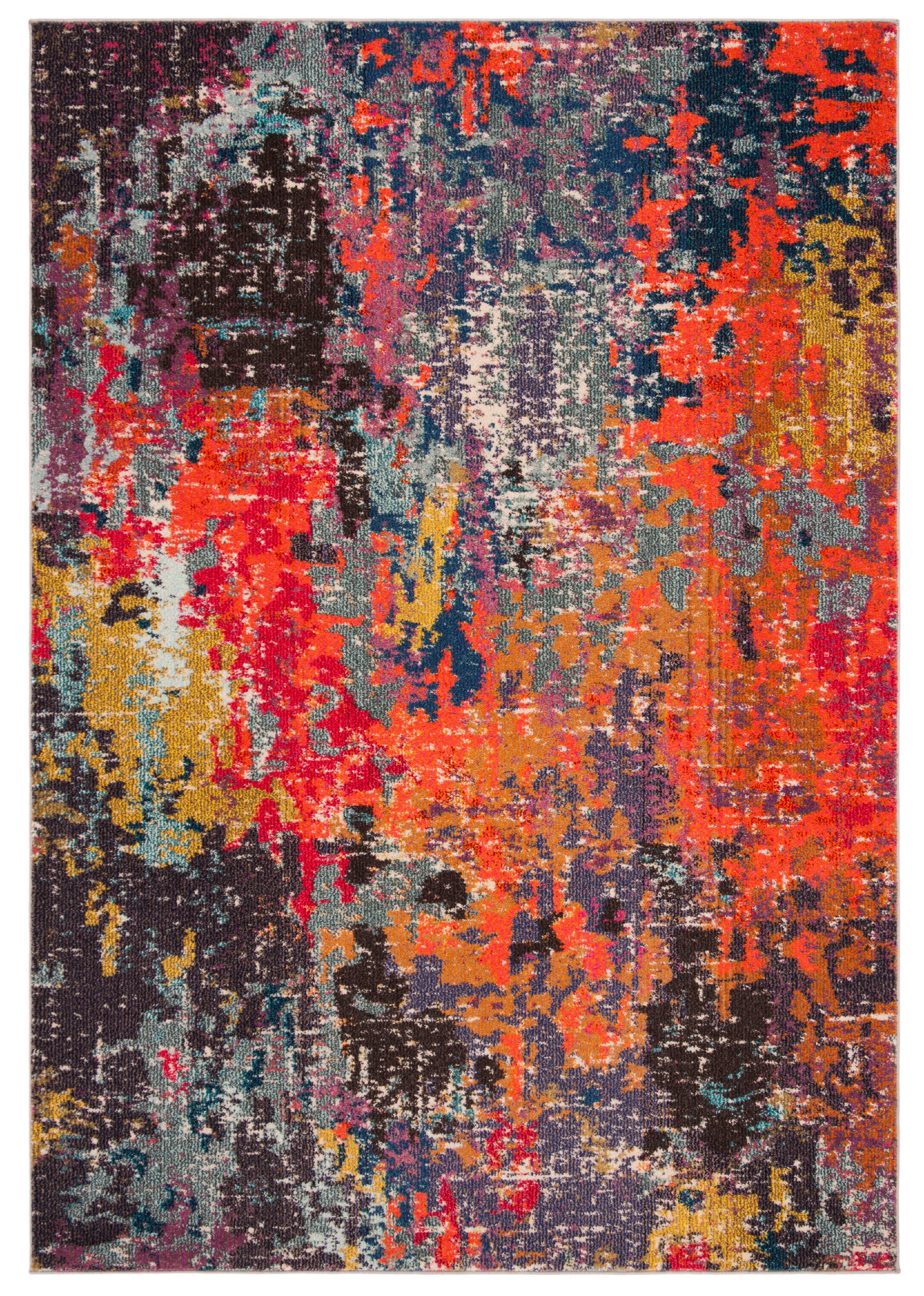 SAFAVIEH Monaco Hester Abstract Area Rug, Blue/Orange, 5'1" x 7'7"