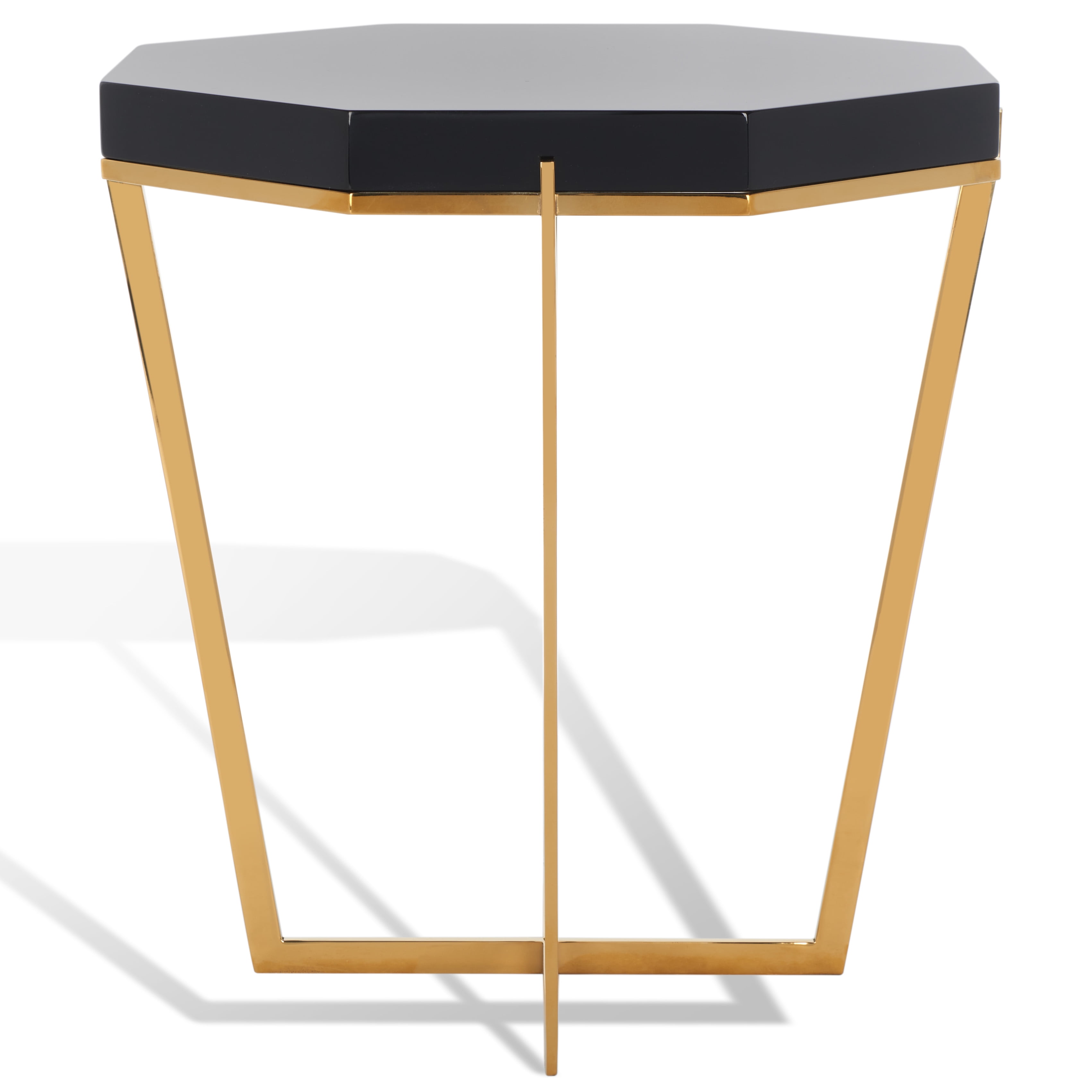 Safavieh Couture Danna Glam Stainless Steel Octagon End Table, Gold/Black