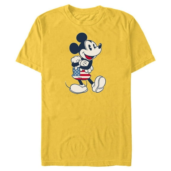 Disney Mickey Mouse Vintage Americana - Short Sleeve Blended T-Shirt for Adults - Customized-Yellow