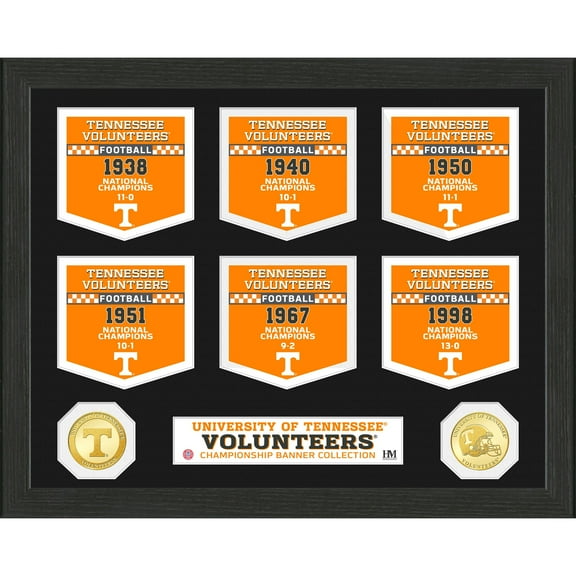 Highland Mint Tennessee Volunteers 6-Time Football National Champions 12'' x 15'' Banner Collection Photo Mint