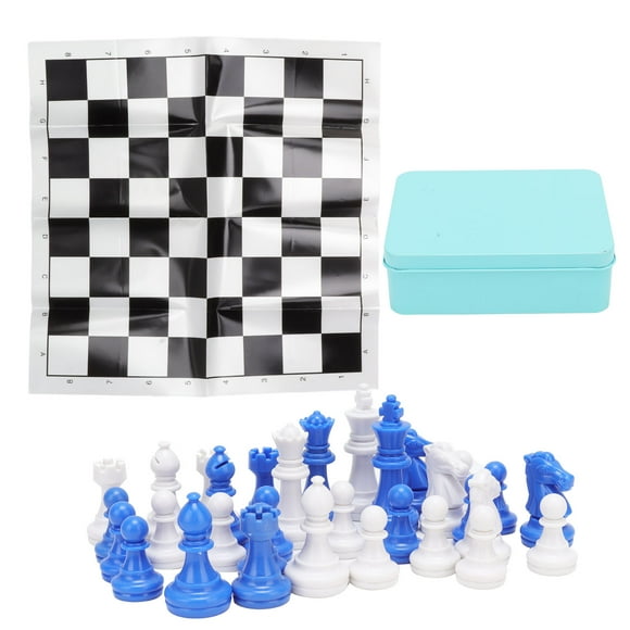 MAYUJIAA International Chess Set Wearproof International Chess Pieces Board Set with Storage Iron Box for Family Party Travel Green Box HW313-62468