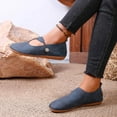 thumbnail image 4 of Women's Flat Casual Shoes Non Slip Wide Toe Box Ballet Flats Casual Slip On Low Top Barefoot Shoes with Fashion Button Blue Size 7.5, 4 of 8