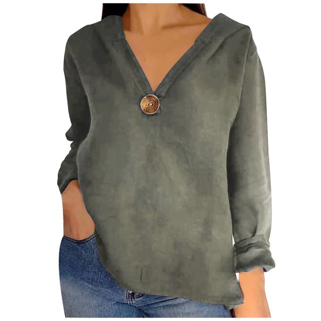 MeetoTime Sweat à Capuche à Manches Longues pour Femmes en Coton Col en V Léger avec Cordon de Serrage