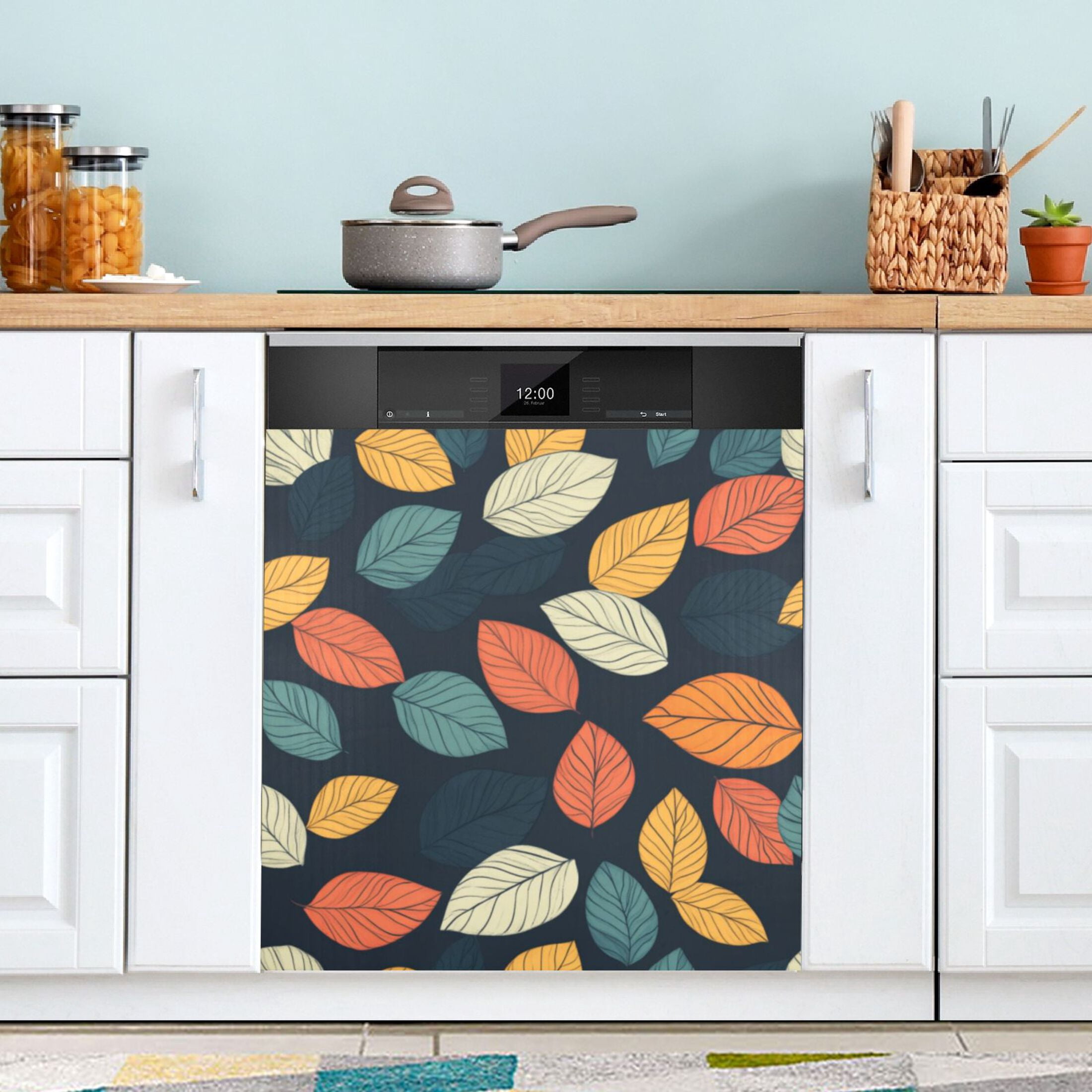 Dishwasher Magnetic Sticker 23x26 Inch Refrigerator Magnetic Sticker Washing Machine Magnetic Sticker Kitchen Panel Magnetic Sticker Home Decor Beautiful Coloured Leaves