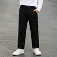thumbnail image 6 of Plebaso Boys Basic School Uniform Pants High Waist Straight Leg Pull on Trousers Casual Kids Pants with Pockets, 6 of 7