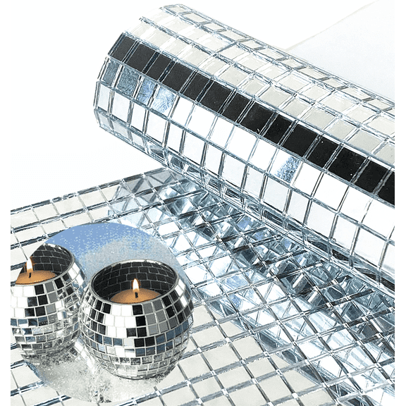 REDODCO 2400 Pieces Real Glass Silver Mirrors Mosaic Tiles Stickers