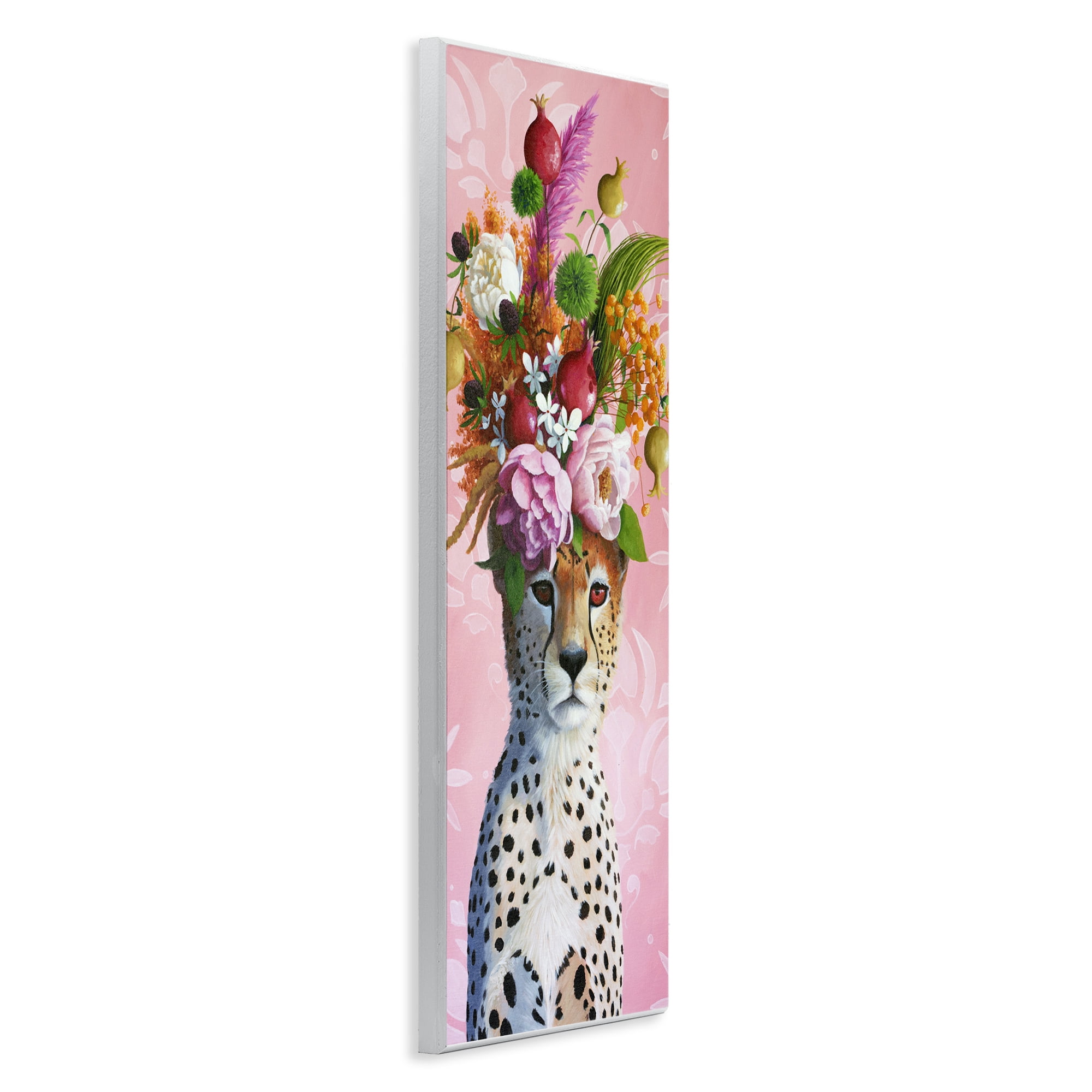 Serious Cheetah & Florals Wall Plaque Art, design by Heather Gauthier