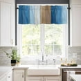 thumbnail image 3 of Brown Blue Ombre Kitchen Valances for Windows 42x12 Inch Kitchen Curtains Valances Rod Pocket Vintage Country Wooden Bathroom Window Valances for Window Treatment Decor, 3 of 6