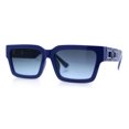 thumbnail image 5 of Luxe Lion Head Jewel Hinge Narrow Rectangle Horn Rim Plastic Sunglasses Blue - Navy, 5 of 8