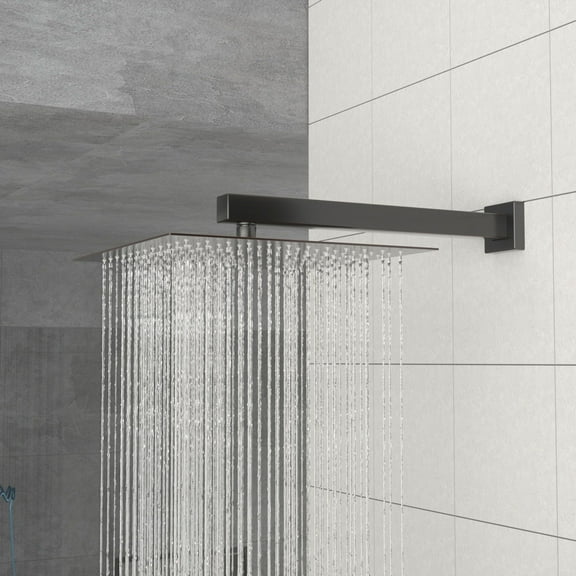10 Inch Square Rainfall Shower Head - Oil Rubbed Bronze Stainless Steel Fixed Shower Head with Silicone Nozzles, Ultra Thin Design, Tool-Free Installation