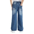 thumbnail image 3 of CPNG Boys Baggy Retro Jeans Straight Wide Leg Distressed Pants Casual Lightweight Fashion Button Front Zipper Denim Pants(Blue,6-7 Years), 3 of 5