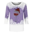 thumbnail image 2 of Patlollav Christmas Tops for Ladies,Womens Round Neck Three Quarter Sleeve Tops S-3Xl Gift, 2 of 6