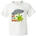 thumbnail image 3 of Inktastic Out of This World- Cute Green Alien UFO Youth T-Shirt, 3 of 5