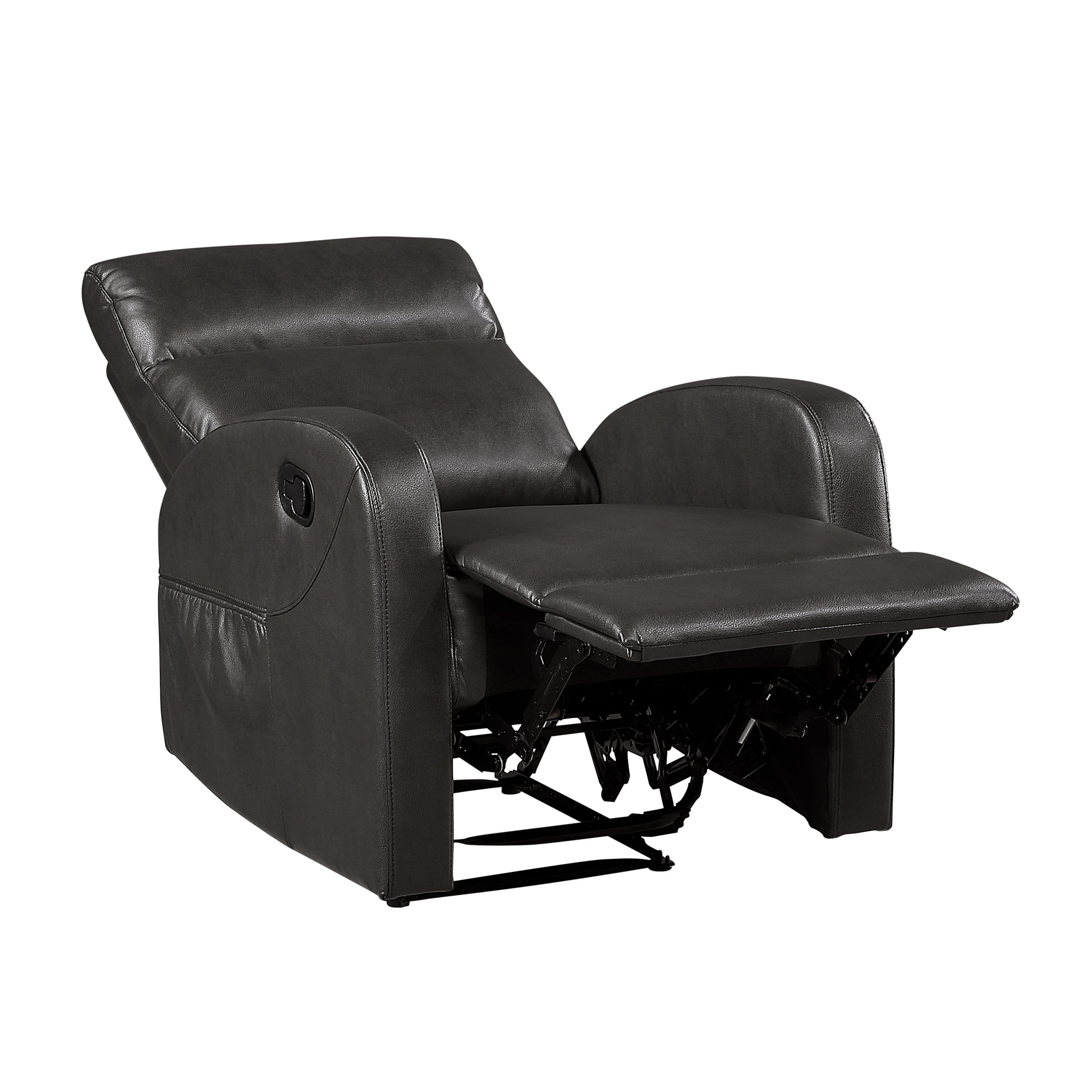 OakvillePark Brava Faux Leather Manual Reclining Chair with Armrest Side Pocket, Espresso