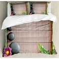 thumbnail image 1 of Meditation King Size Duvet Cover Set, Spa Frame with Spiritual Stones Bamboo Stems Orchid Petals Yoga Zen Philosophy, Decorative 3 Piece Bedding Set with 2 Pillow Shams, Multicolor, by Ambesonne, 1 of 3