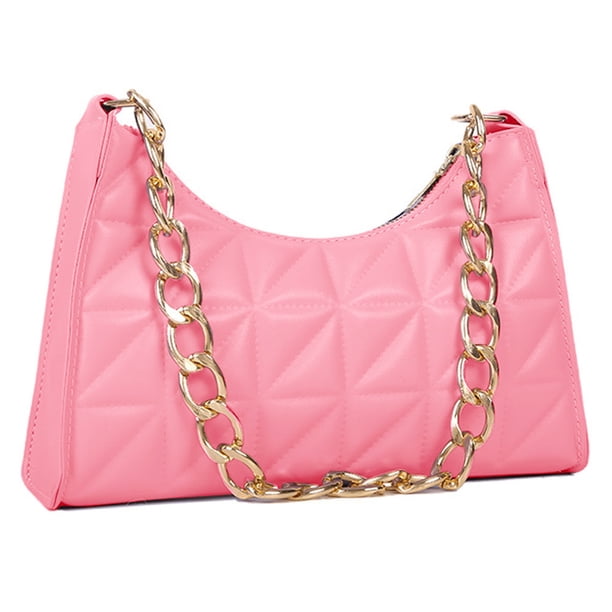 Nuevo bolso de mano tipo baguette de cuero artificial con contraste de diamantes y un solo hombro debajo del brazo