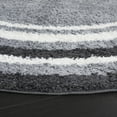 thumbnail image 3 of SAFAVIEH Border & Stripe Hyram Bordered Shag Area Rug, Grey/Black, 6'7" x 6'7" Round, 3 of 7