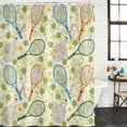 thumbnail image 4 of Small Stall Shower Curtain 36x72 Inch Narrow Half Size Tennis Sports Bath Curtains Bathroom Decor, Cartoon Sage Green Flowers Ball Theme Waterproof Fabric Shower Curtain Set with Hooks 36 Inch, 4 of 7