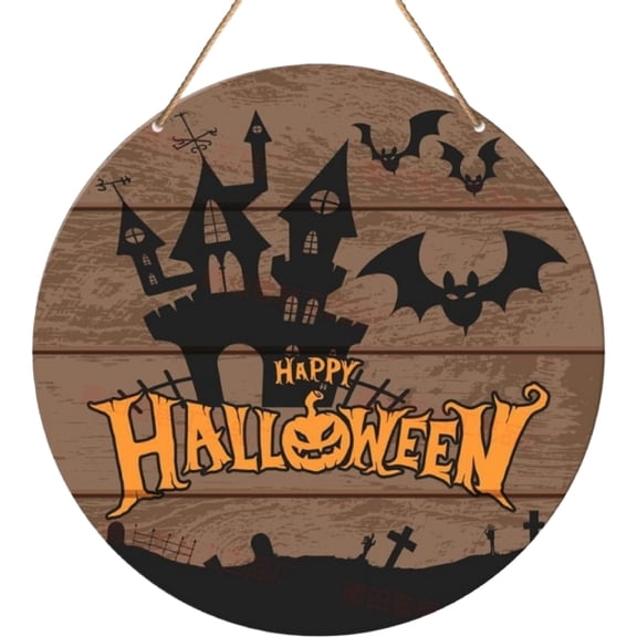 Halloween Home Decorations Wooden Ghost Wall Hanging Sign, Halloween Door Decorations Party Plaque, Halloween Decor Craft Ornament for Front Door Wall Seasonal Display