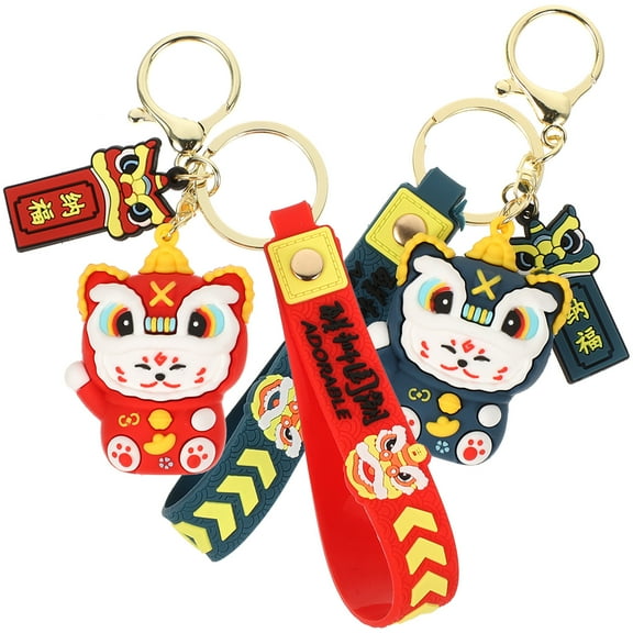 2 Pcs Keychain Black Plush Stuffed Animal Charm Charms Keychains Child