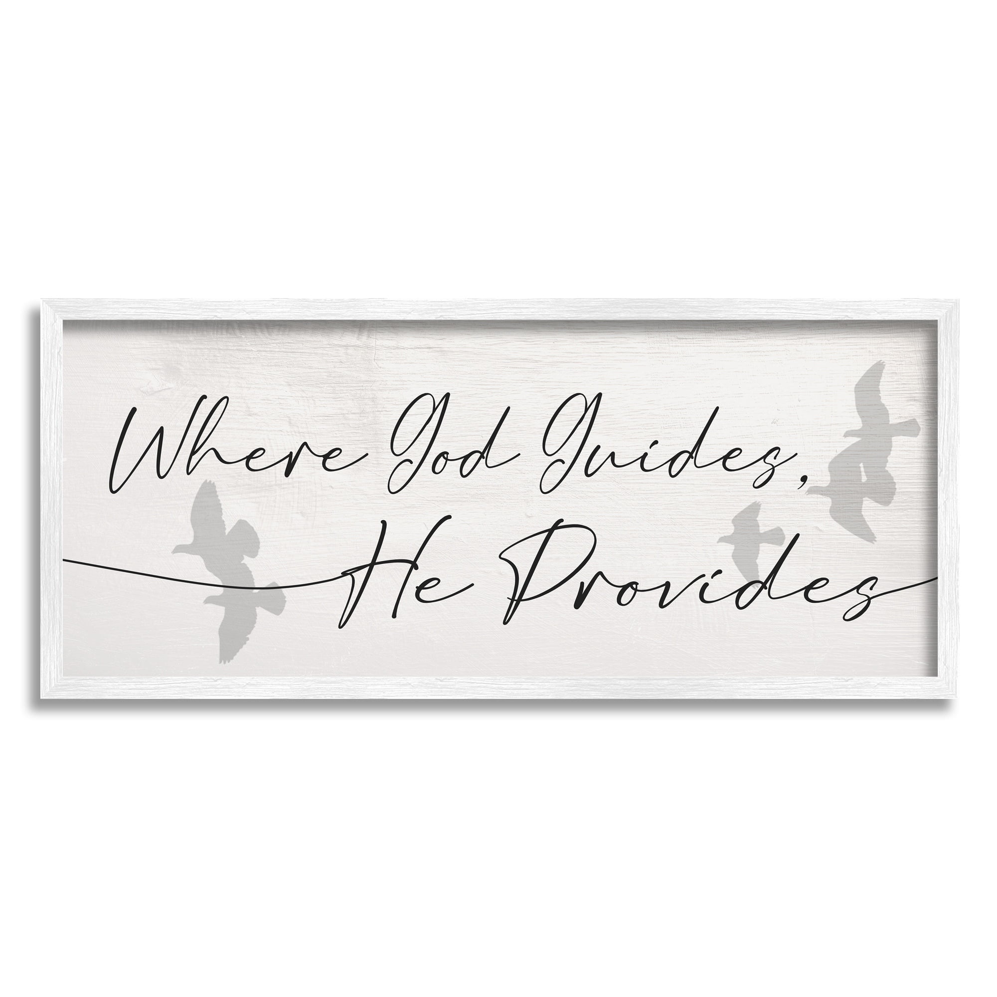 Stupell Industries God Guides He Provides Spiritual Proverb Flying Doves, 10 x 24, Designed by Daphne Polselli