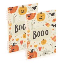 FORMRS 1-Subject Spiral Notebook 8" x 5" College Ruled 60 Refillable Sheet, 2 Pack, Halloween Cute Pumpkins